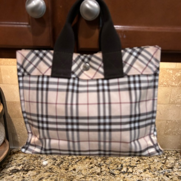 Burberry Blue Label Nova Check Beige Canvas Handbag Authentic - Picture 2 of 8